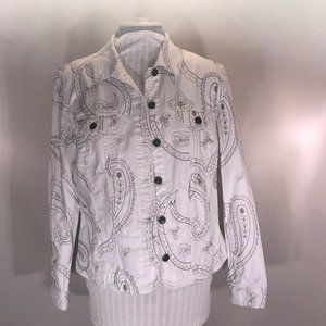 JM Collection, Paisley Jean Jacket, Cotton, Size 8